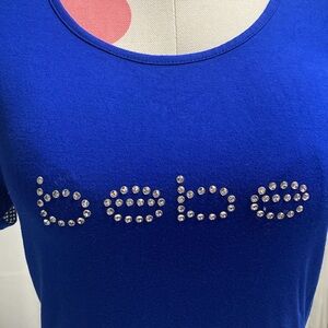 Bebe Blue Rhinestone Top Like New Excellent Condition